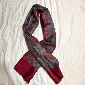 Vintage Carlo Palazzi Red and Blue Paisley Silk Wool Men’s Scarf